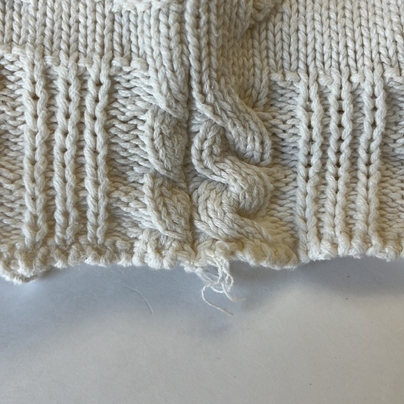 Vintage Sweater 100% Cotton Mockneck Textured Knitwear Made in USA Cream Size S - Picture 11 of 13